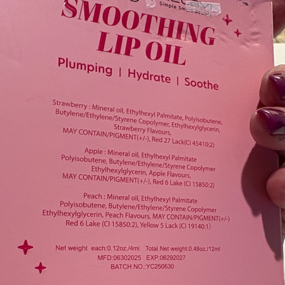 Peanuts x Celavi Smoothing Lip Oil Set - Strawberry, Peach, Vanilla - Picture 5 of 6
